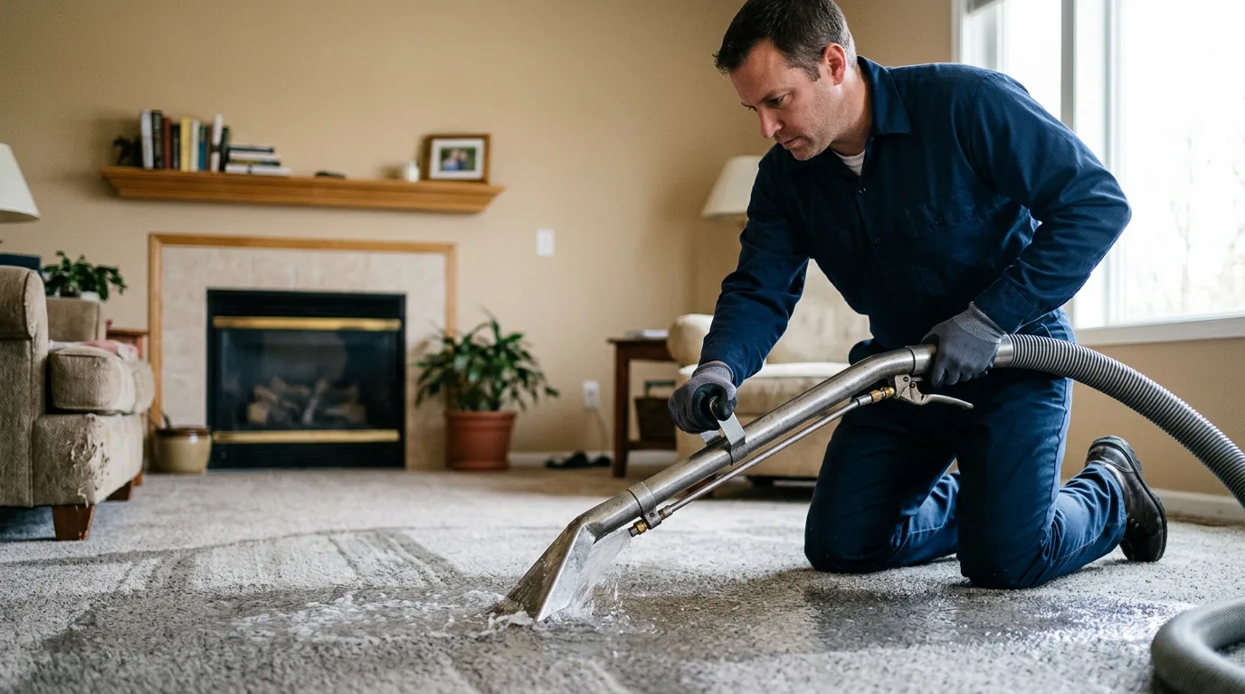 Water damage restoration technician working near Kellogg, MN